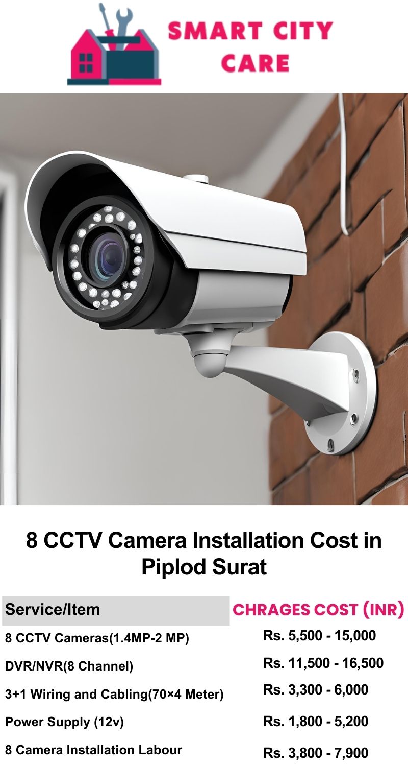 8 CCTV camera installation cost list in  Surat, Piplod