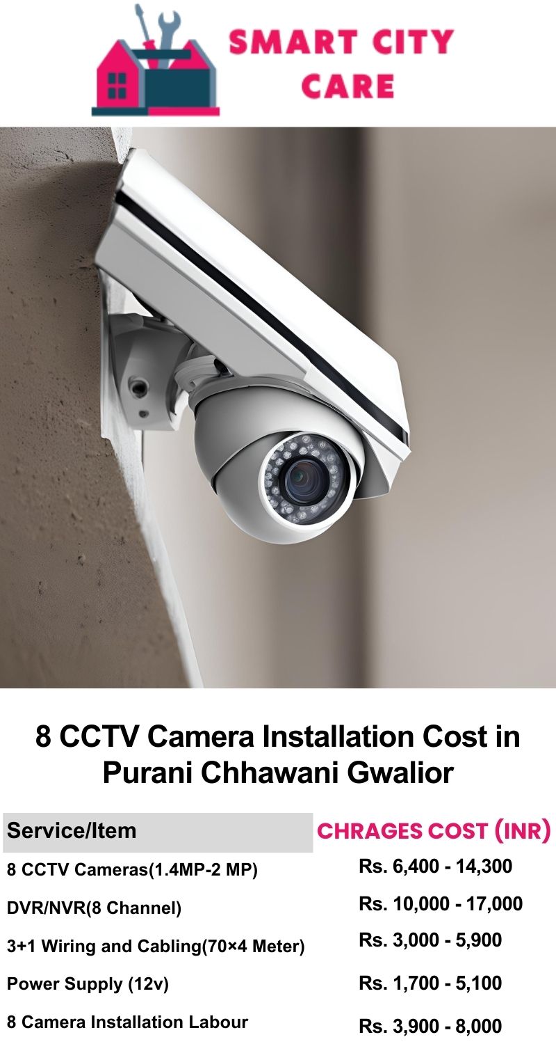 8 CCTV camera installation cost list in  Gwalior, Purani Chhawani