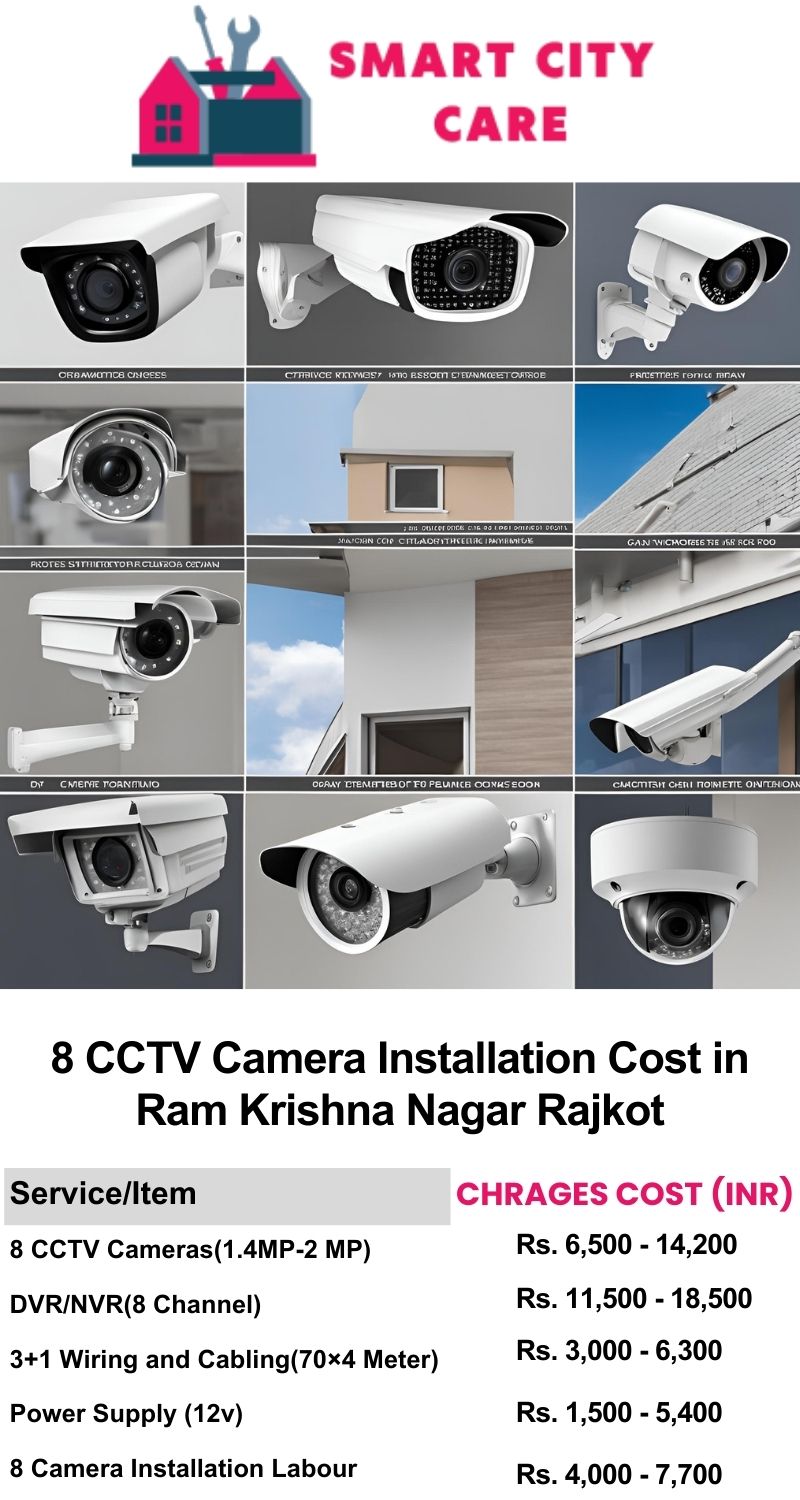 8 CCTV camera installation cost list in  Rajkot, Ram Krishna Nagar