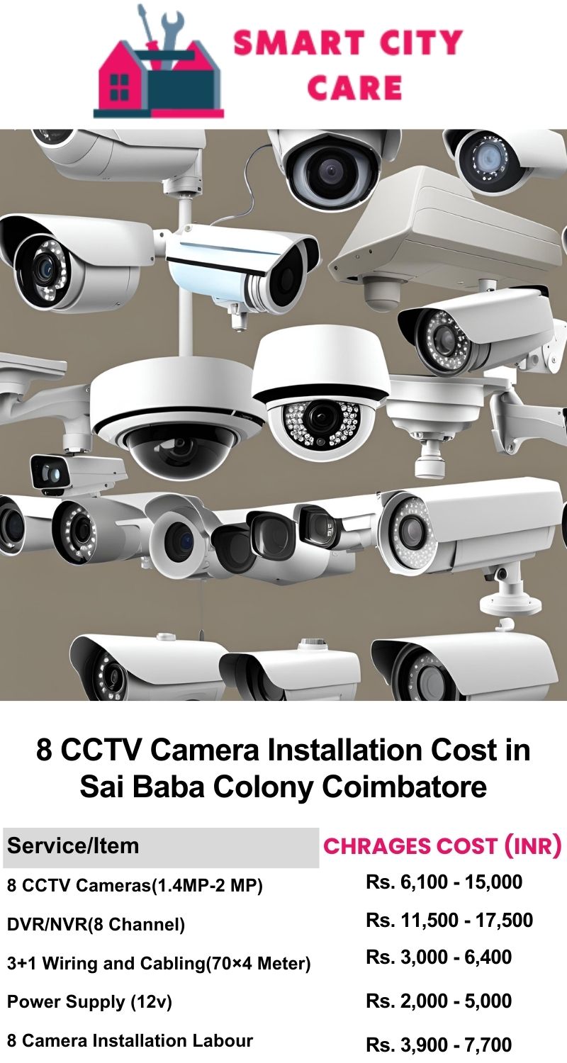 8 CCTV camera installation cost list in  Coimbatore, Sai Baba Colony