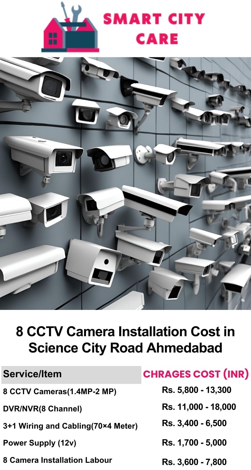 8 CCTV camera installation cost list in  Ahmedabad, Science City Road