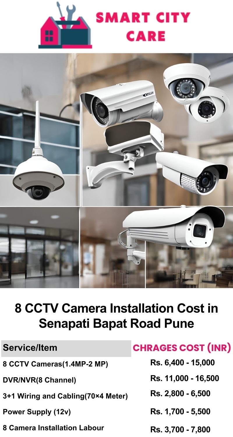 8 CCTV camera installation cost list in  Pune, Senapati Bapat Road