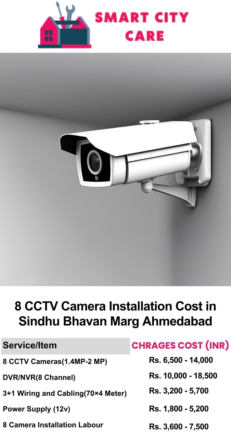 8 CCTV camera installation cost in Sindhu Bhavan Marg