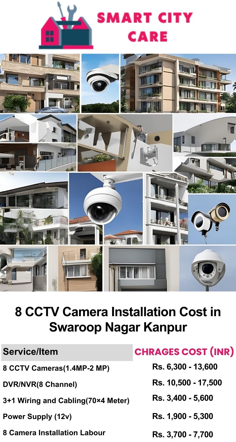 8 CCTV camera installation cost list in  Kanpur, Swaroop Nagar