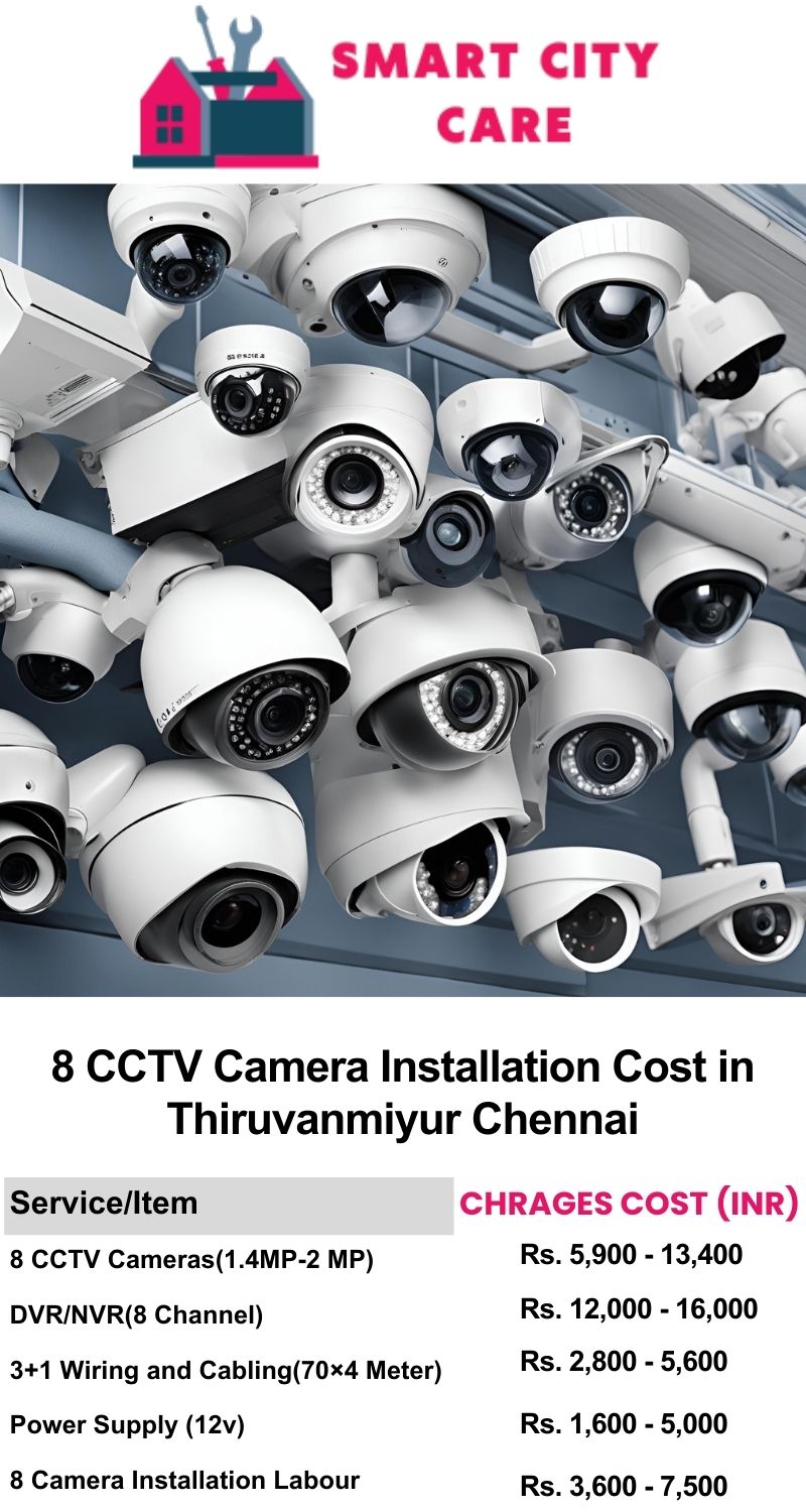 8 CCTV camera installation cost list in  Chennai, Thiruvanmiyur