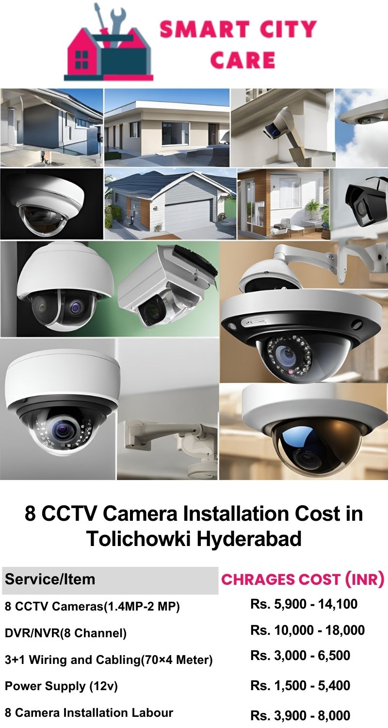 8 CCTV camera installation cost list in  Hyderabad, Tolichowki