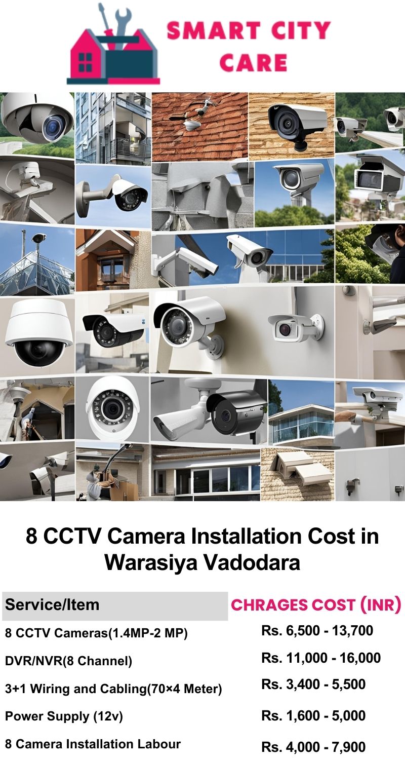 8 CCTV camera installation cost list in  Vadodara, Warasiya