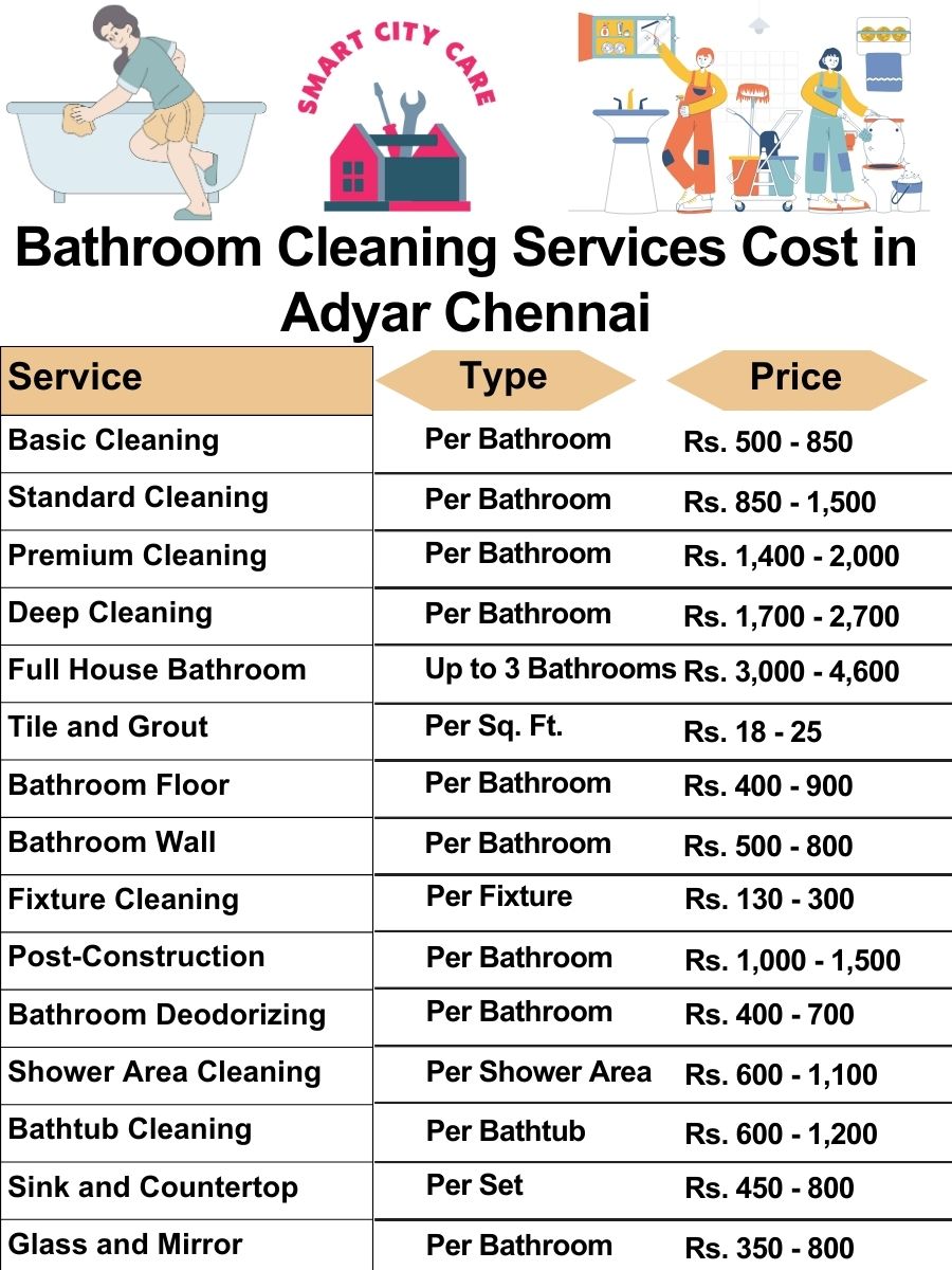 Bathroom Cleaning Services Cost list in Adyar, Chennai