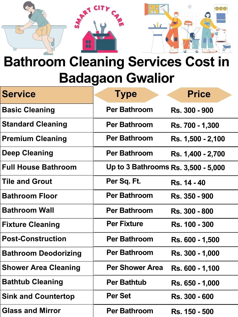 Bathroom Cleaning Services Cost list in Badagaon, Gwalior