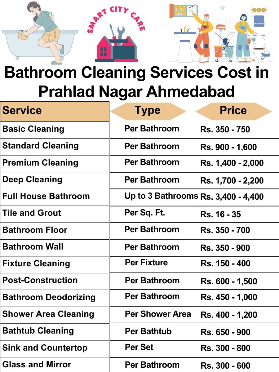 Bathroom Cleaning Services Cost list in Prahlad Nagar, Ahmedabad