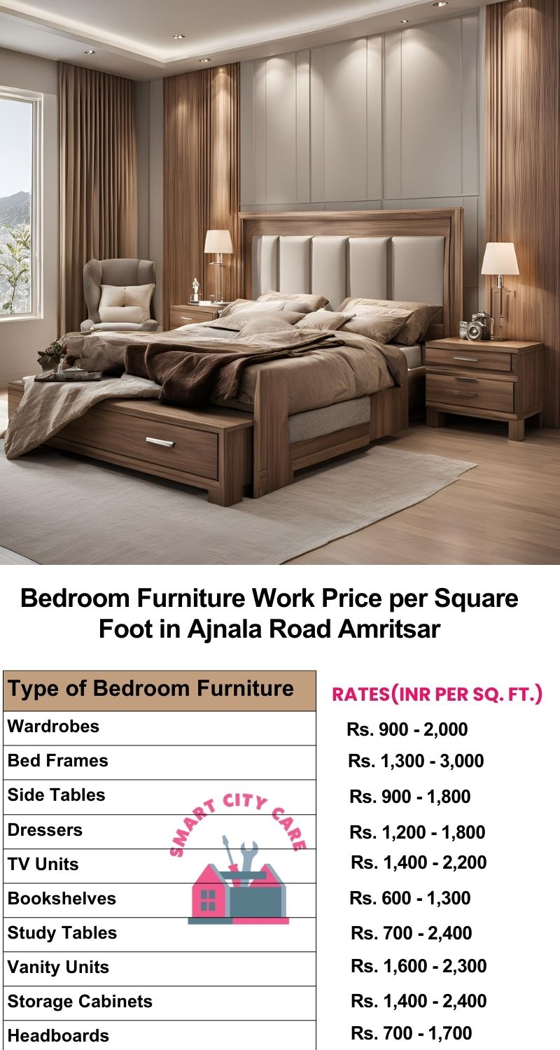 Bedroom Furniture Work Price list per Square Foot in Ajnala Road,Amritsar