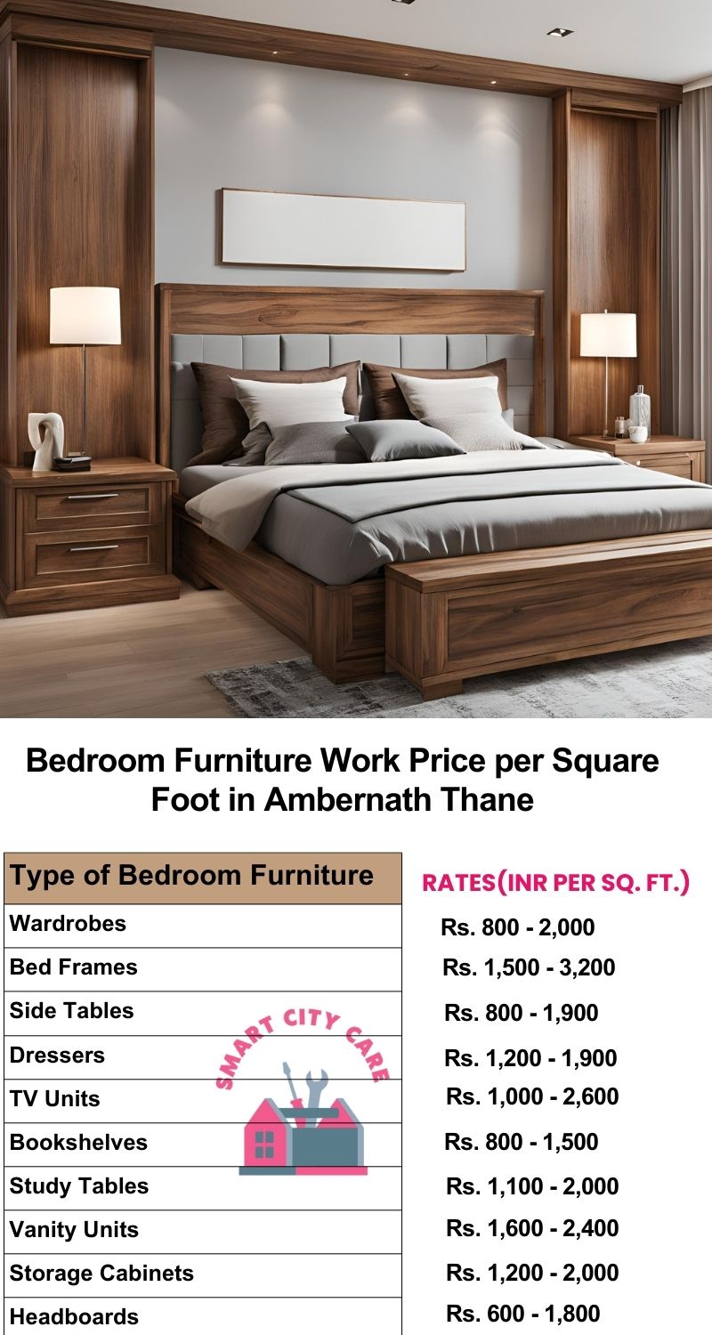 Bedroom Furniture Work Price list per Square Foot in Ambernath,Thane