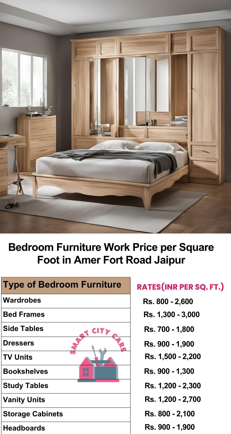 Bedroom Furniture Work Price list per Square Foot in Amer Fort Road,Jaipur