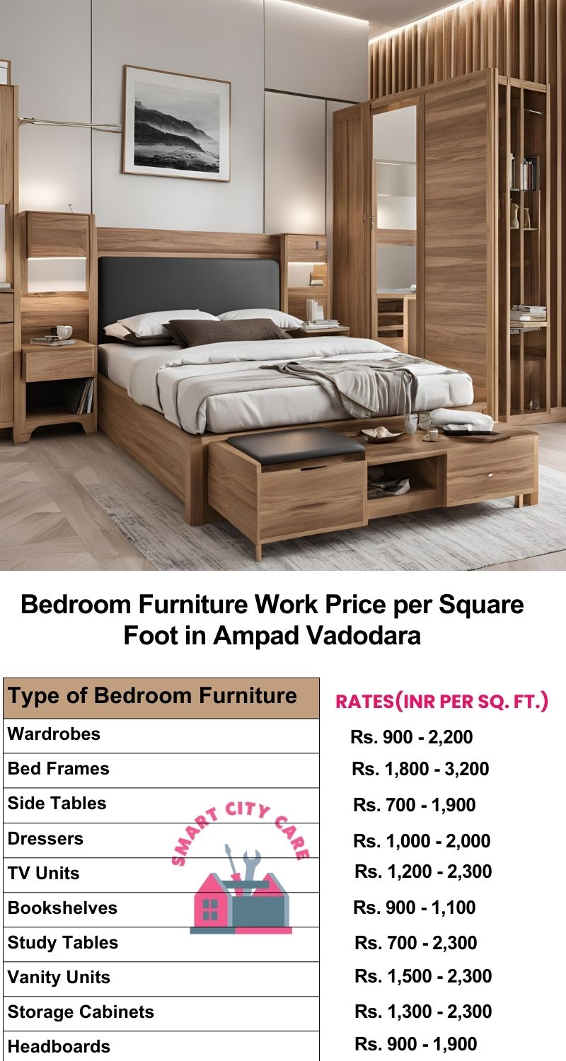 Bedroom Furniture Work Price list per Square Foot in Ampad,Vadodara