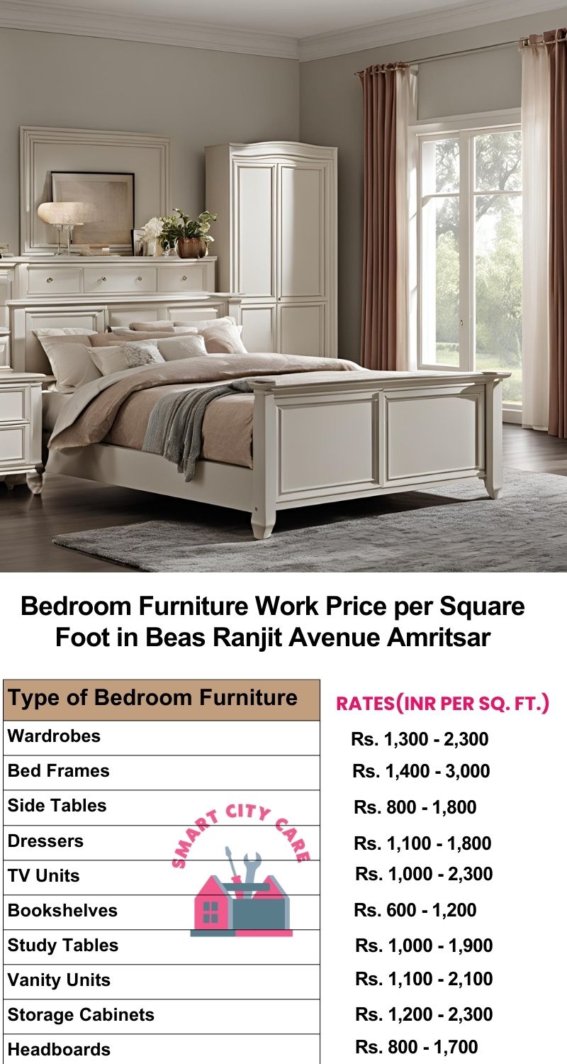 Bedroom Furniture Work Price list per Square Foot in Beas, Ranjit Avenue,Amritsar