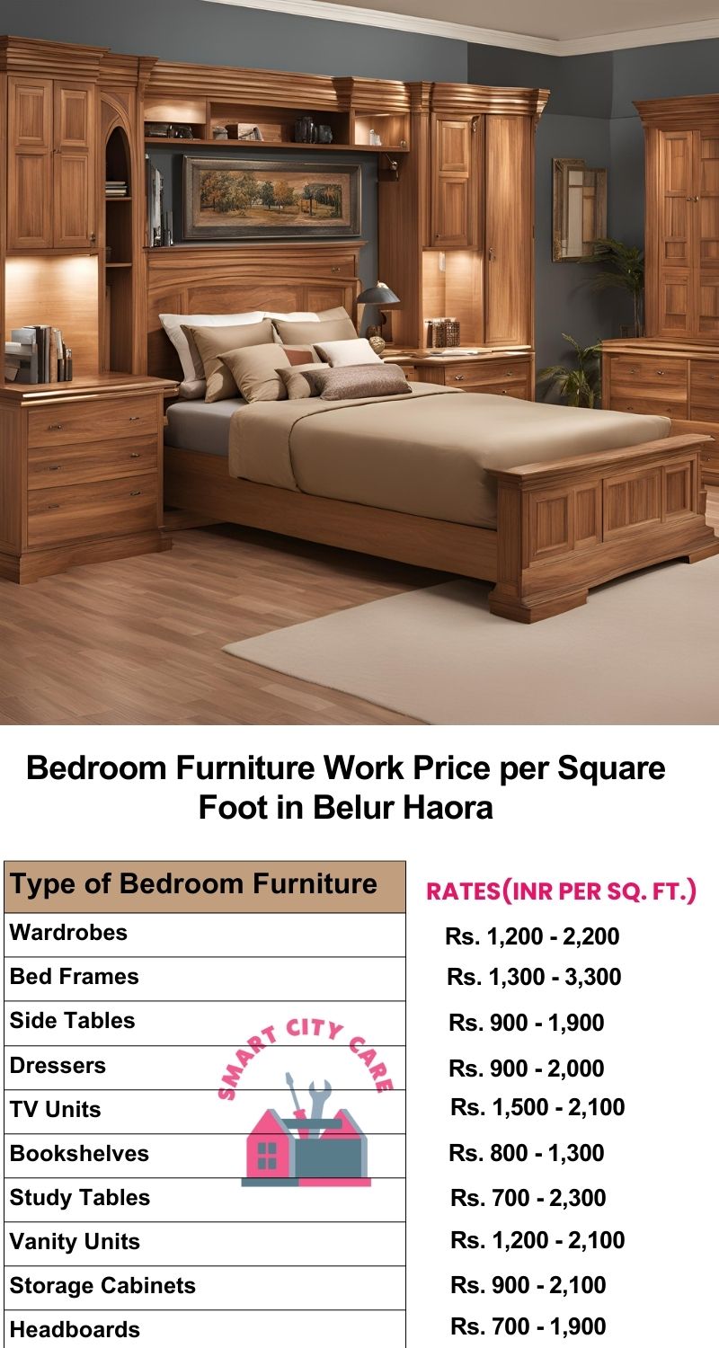 Bedroom Furniture Work Price list per Square Foot in Belur,Haora