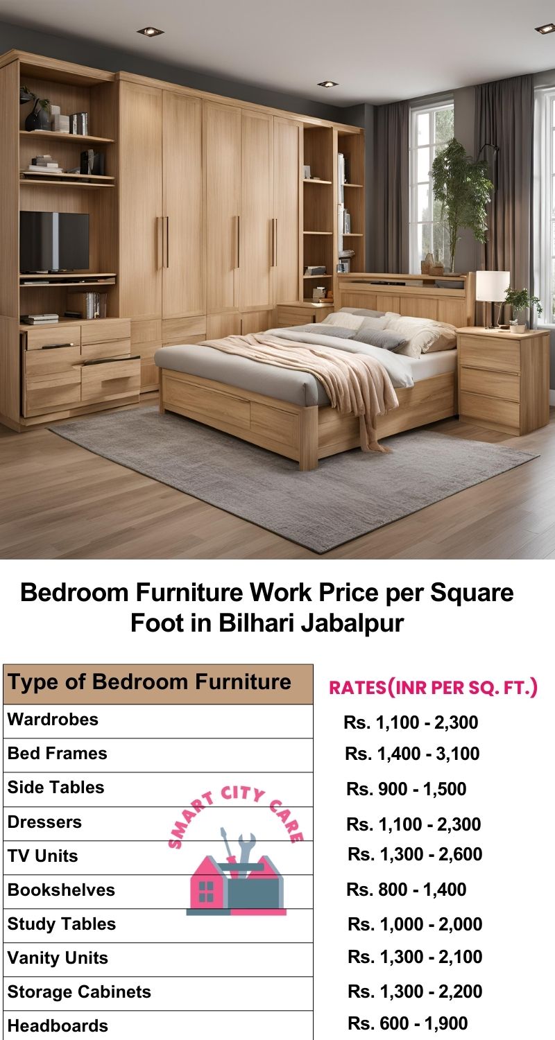 Bedroom Furniture Work Price list per Square Foot in Bilhari,Jabalpur