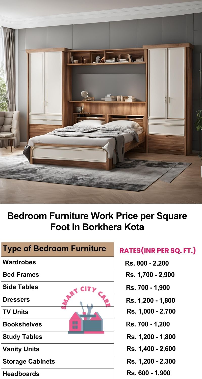 Bedroom Furniture Work Price list per Square Foot in Borkhera,Kota