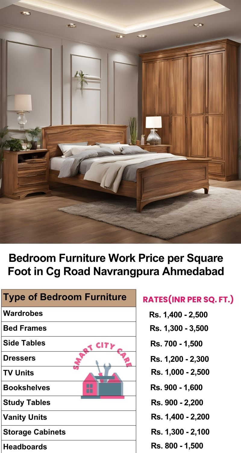 Bedroom Furniture Work Price list per Square Foot in CG Road, Navrangpura,Ahmedabad