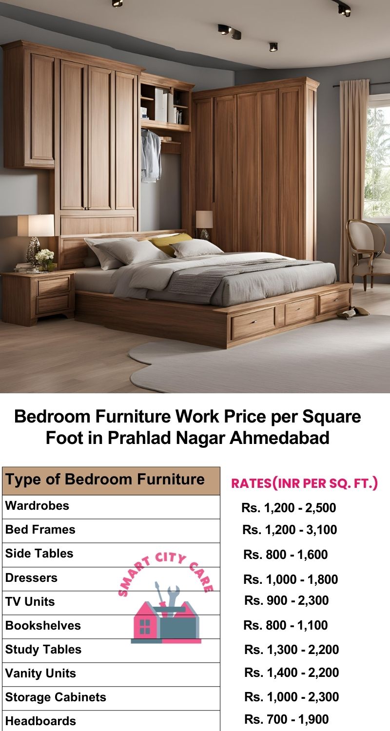 Bedroom Furniture Work Price list per Square Foot in Chandkheda,Ahmedabad