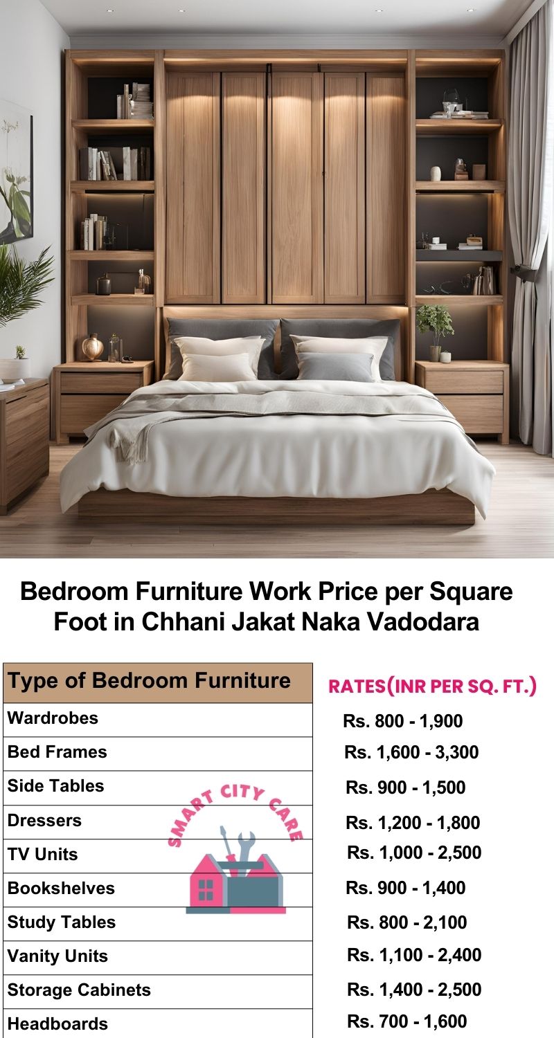 Bedroom Furniture Work Price list per Square Foot in Chhani Jakat Naka,Vadodara