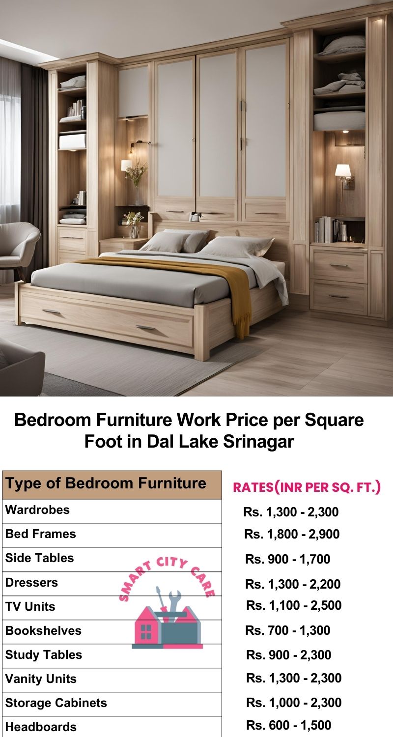 Bedroom Furniture Work Price list per Square Foot in Dal Lake,Srinagar