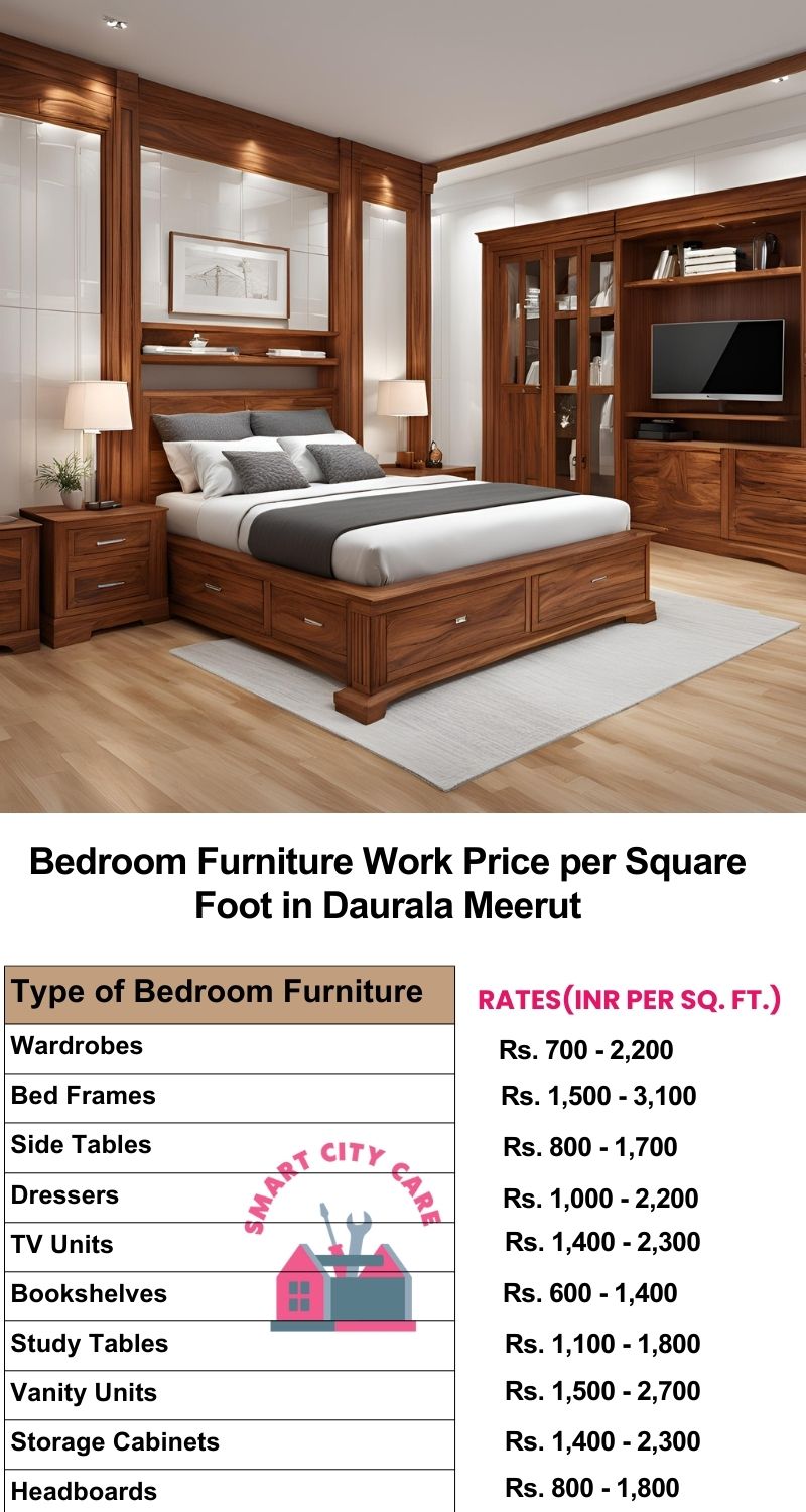 Bedroom Furniture Work Price list per Square Foot in Daurala,Meerut