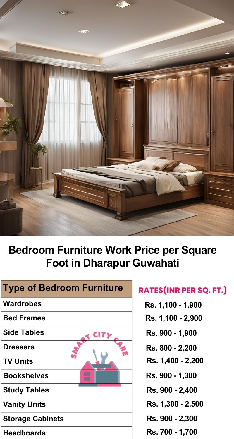 Bedroom Furniture Work Price list per Square Foot in Dharapur,Guwahati