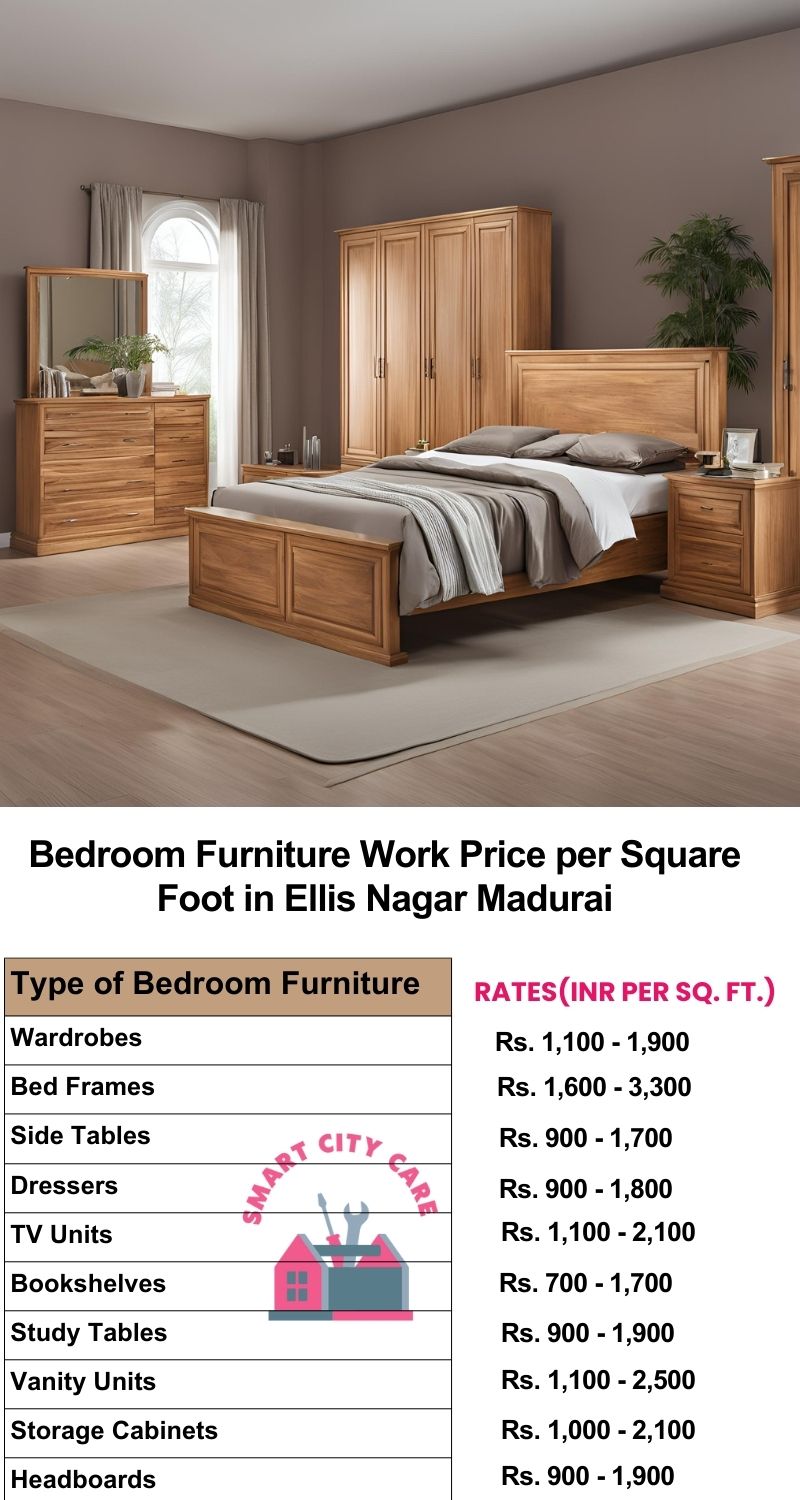 Bedroom Furniture Work Price list per Square Foot in Ellis Nagar,Madurai