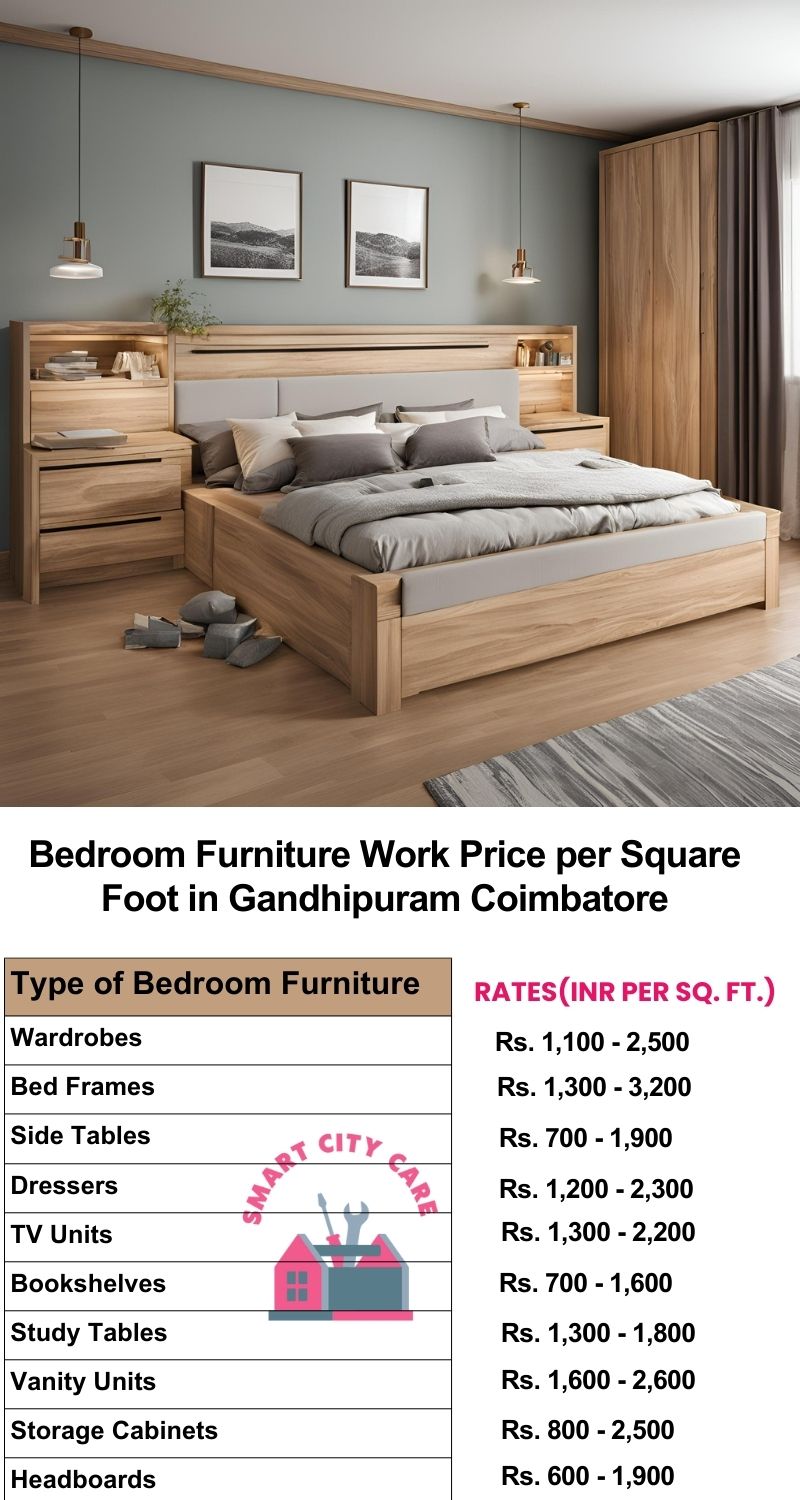 Bedroom Furniture Work Price list per Square Foot in Gandhipuram,Coimbatore