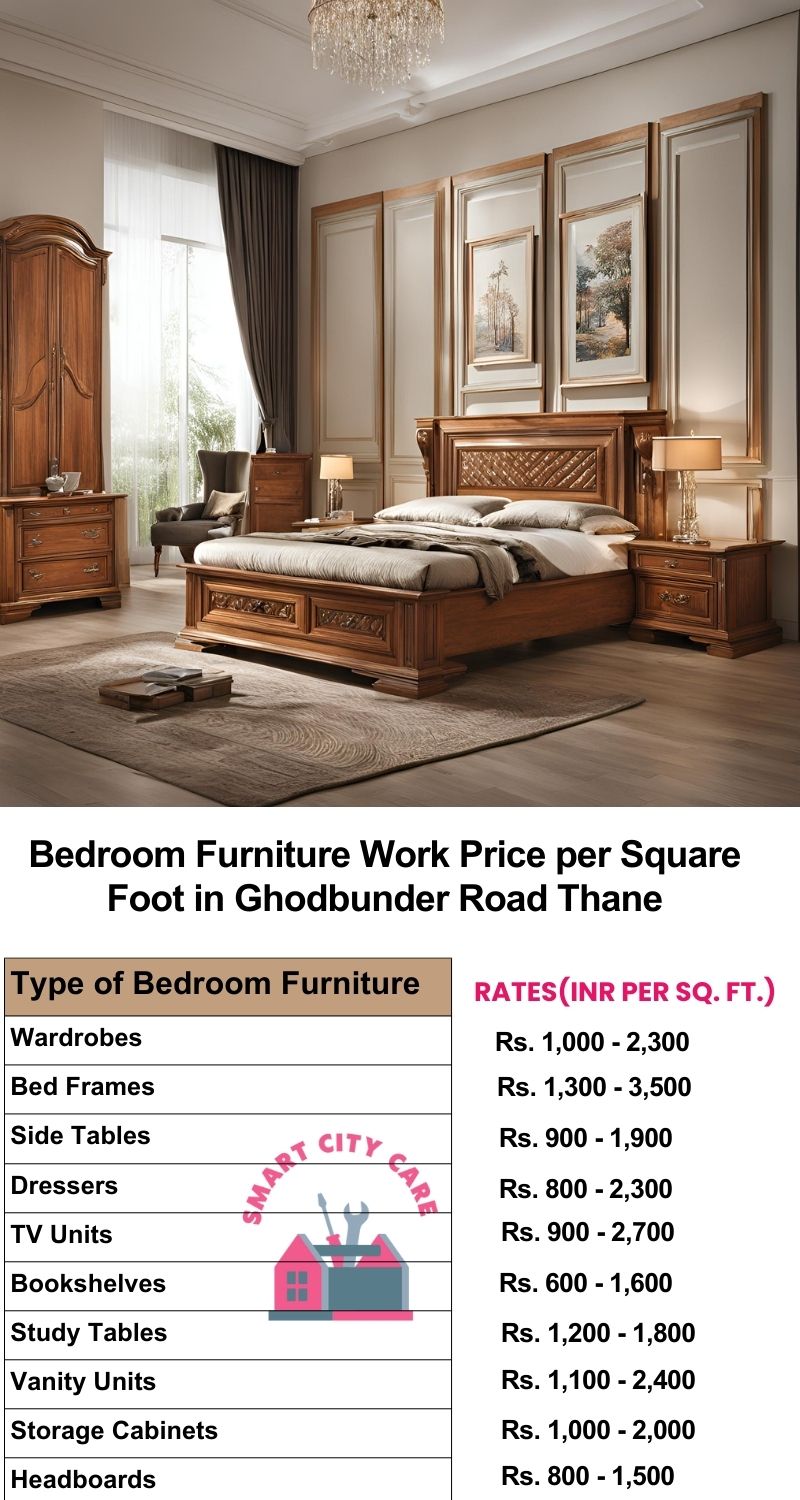 Bedroom Furniture Work Price list per Square Foot in Ghodbunder Road,Thane