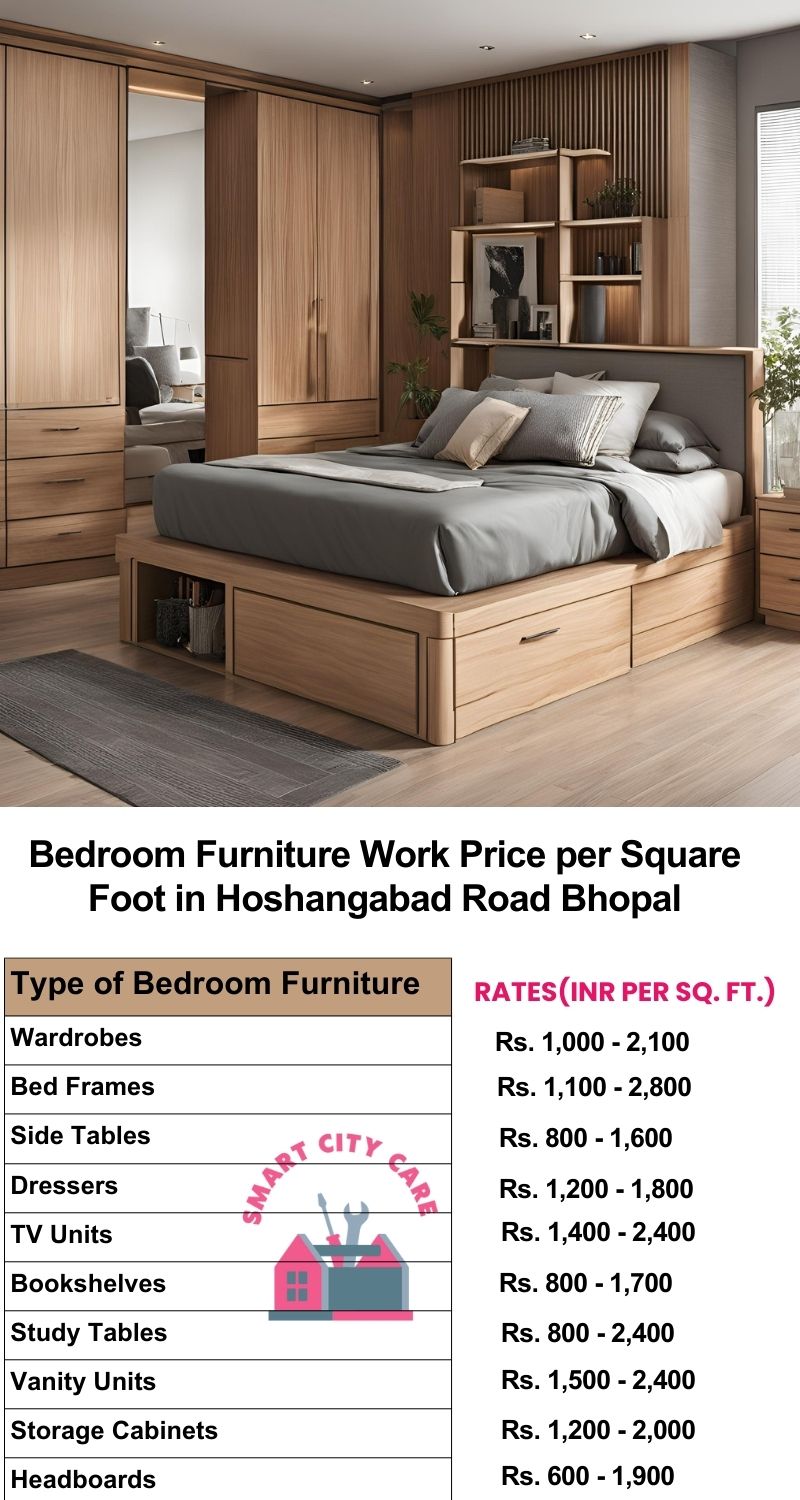 Bedroom Furniture Work Price list per Square Foot in Hoshangabad Road,Bhopal