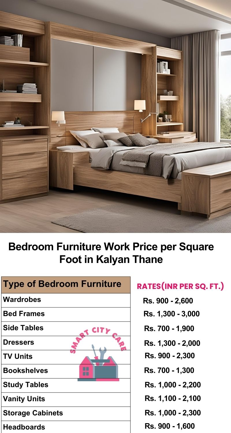 Bedroom Furniture Work Price list per Square Foot in Kalyan,Thane