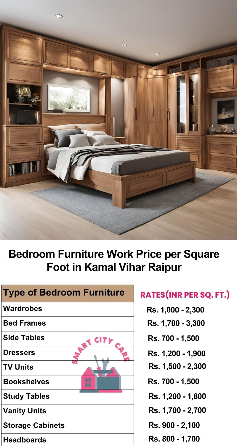 Bedroom Furniture Work Price list per Square Foot in Kamal Vihar,Raipur