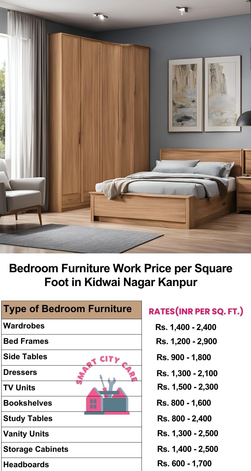 Bedroom Furniture Work Price list per Square Foot in Kidwai Nagar,Kanpur