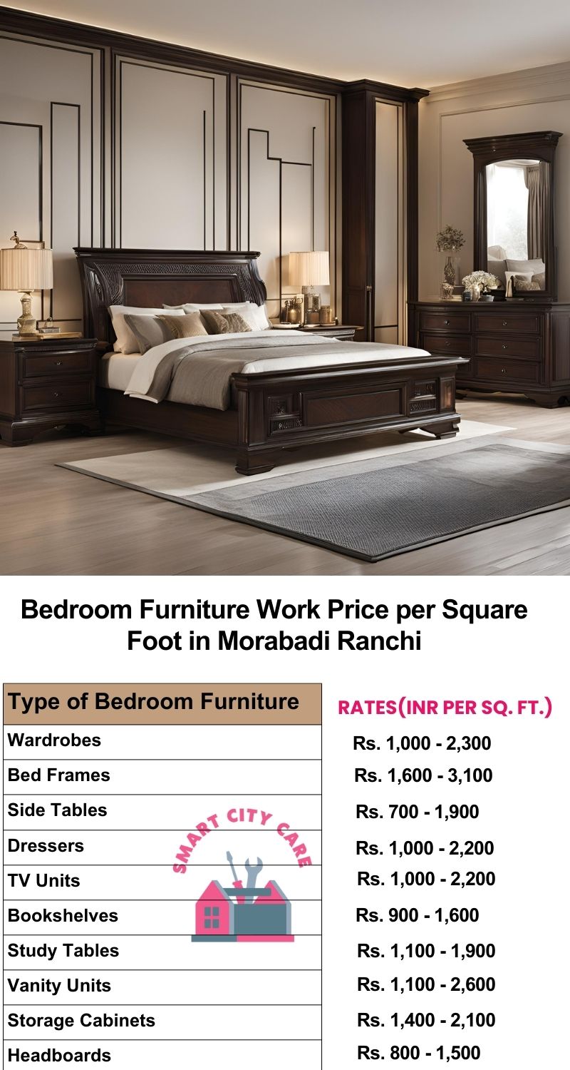 Bedroom Furniture Work Price list per Square Foot in Morabadi,Ranchi