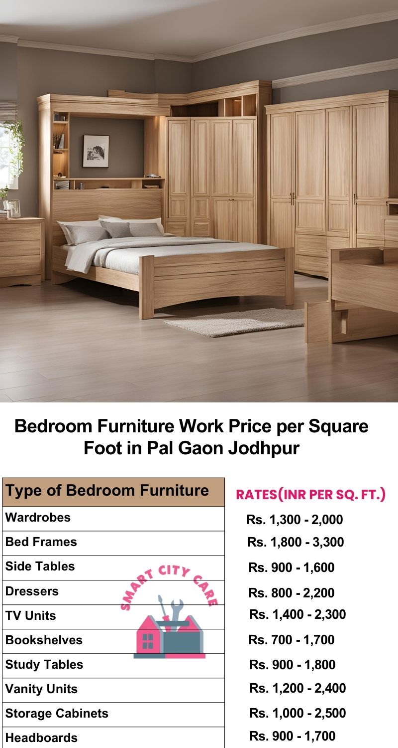 Bedroom Furniture Work Price list per Square Foot in Pal Gaon,Jodhpur