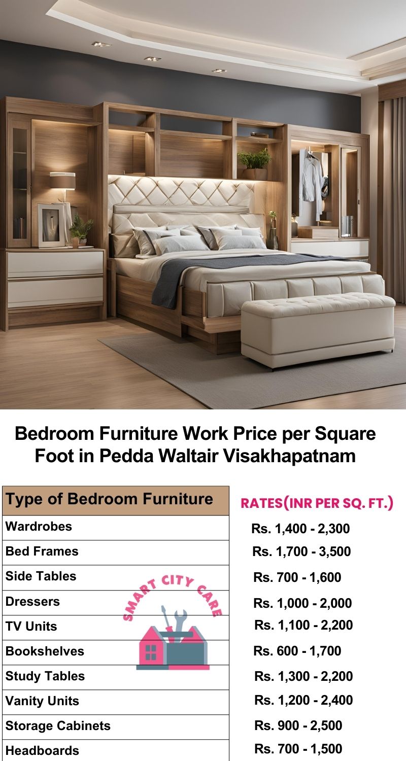 Bedroom Furniture Work Price list per Square Foot in Pedda Waltair,Visakhapatnam