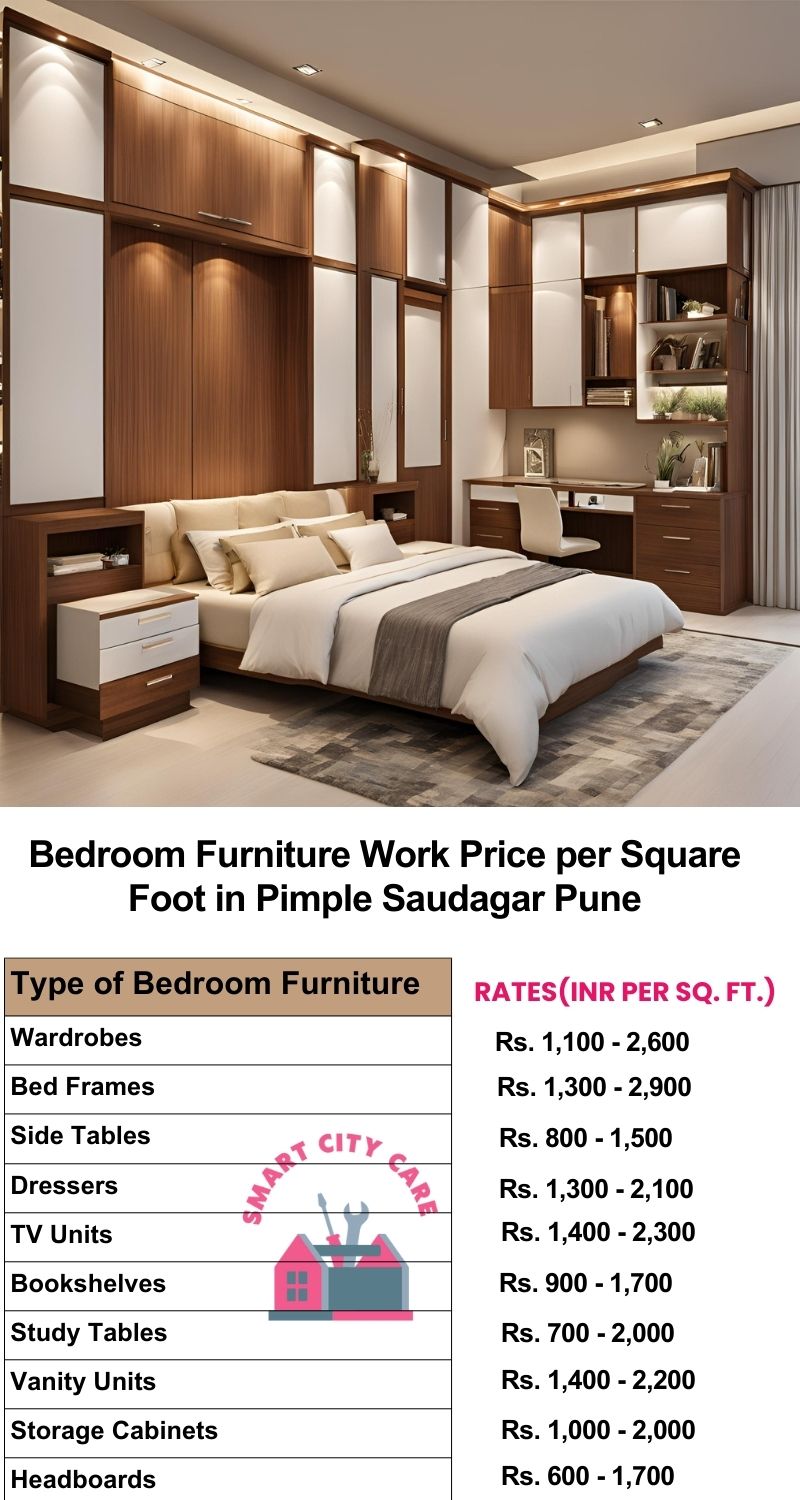 Bedroom Furniture Work Price list per Square Foot in Pimple Saudagar,Pune