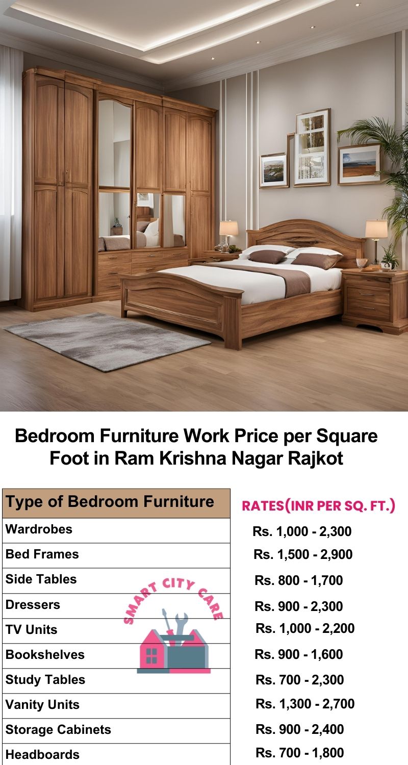 Bedroom Furniture Work Price list per Square Foot in Ram Krishna Nagar,Rajkot