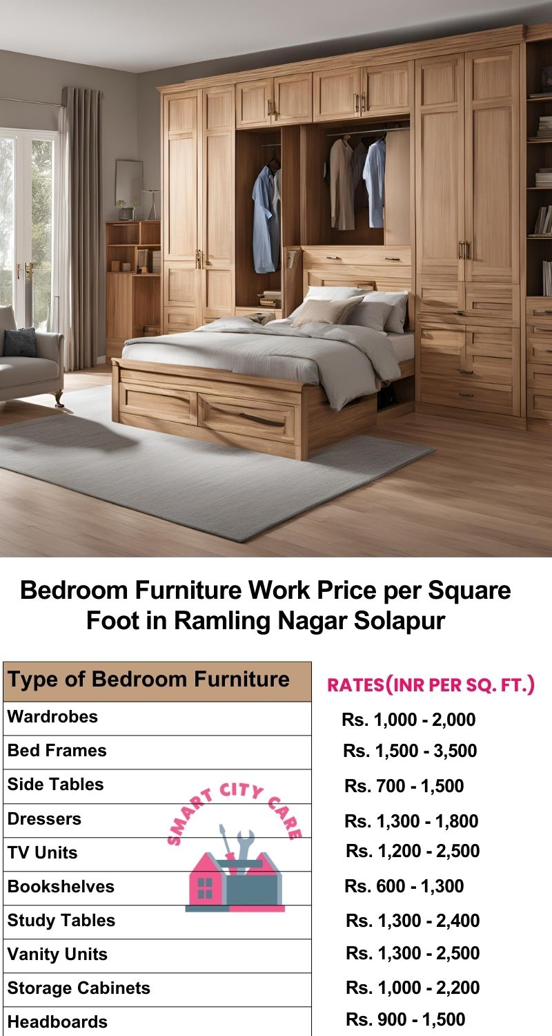 Bedroom Furniture Work Price list per Square Foot in Ramling Nagar,Solapur