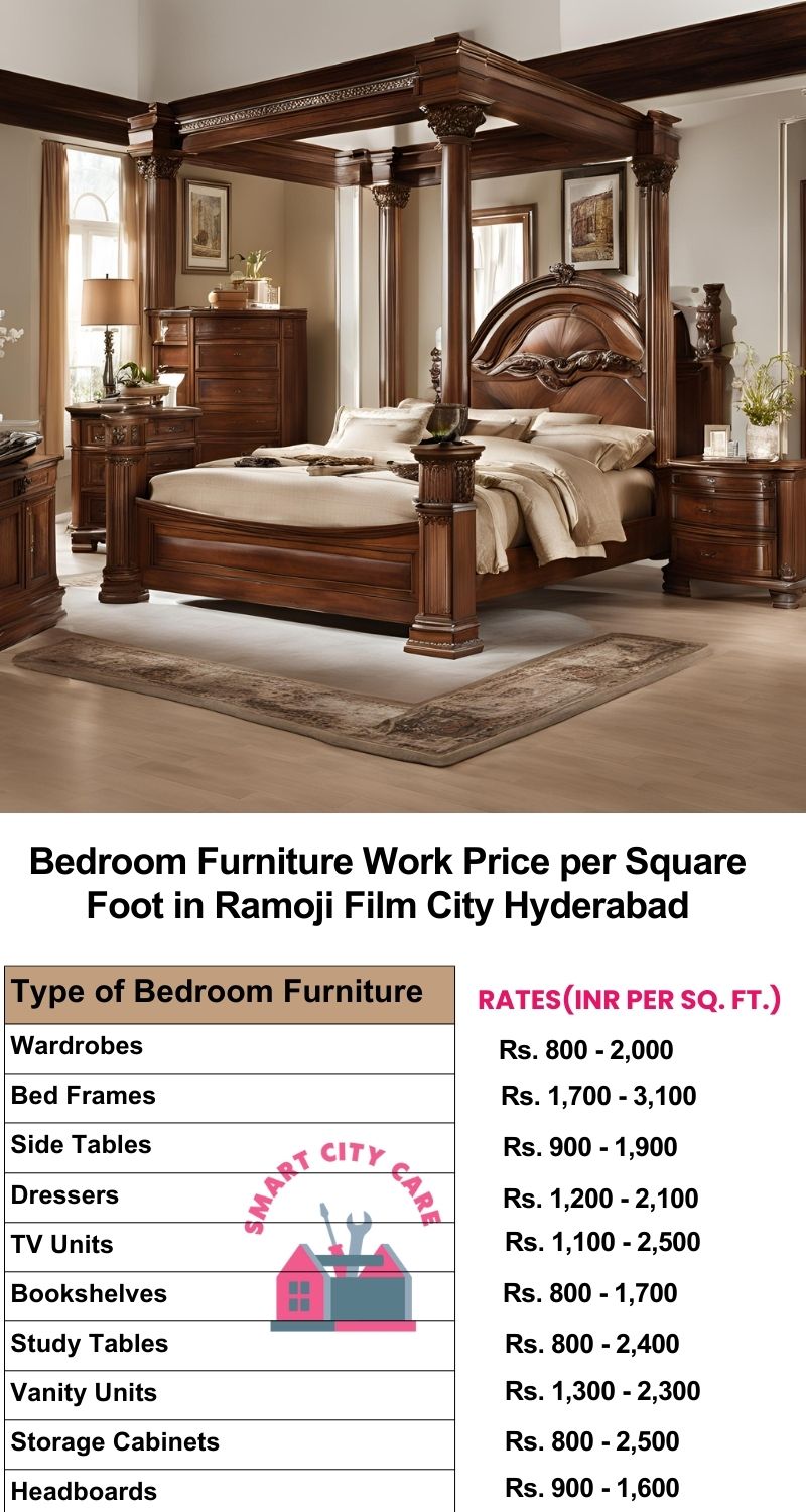 Bedroom Furniture Work Price list per Square Foot in Ramoji Film City,Hyderabad