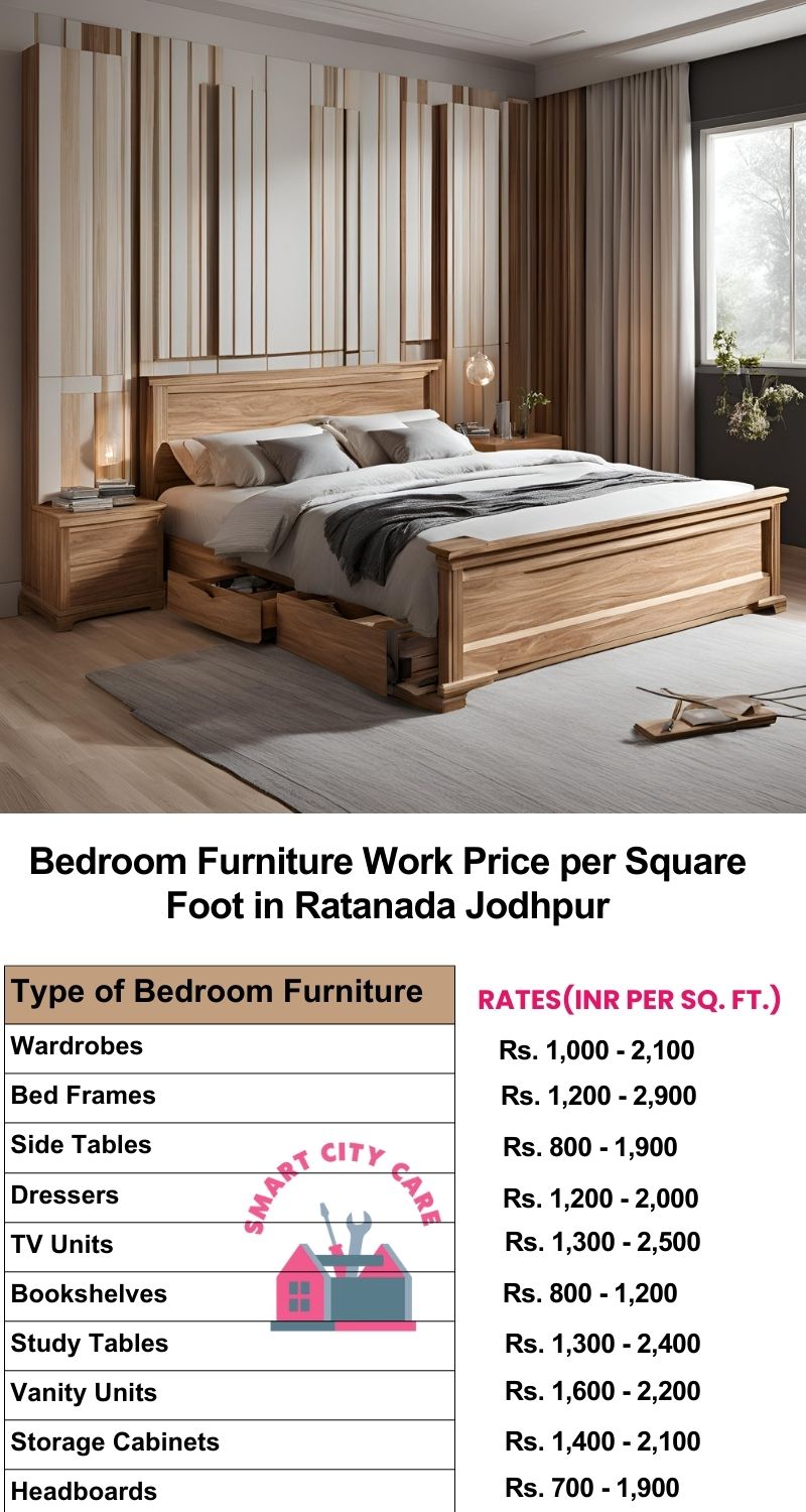 Bedroom Furniture Work Price list per Square Foot in Ratanada,Jodhpur