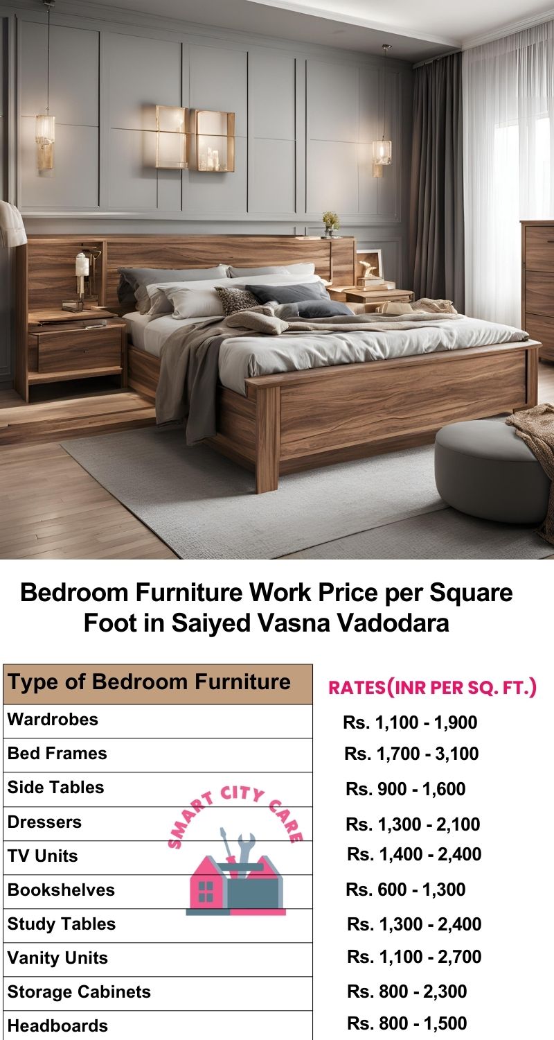 Bedroom Furniture Work Price list per Square Foot in Saiyed Vasna,Vadodara