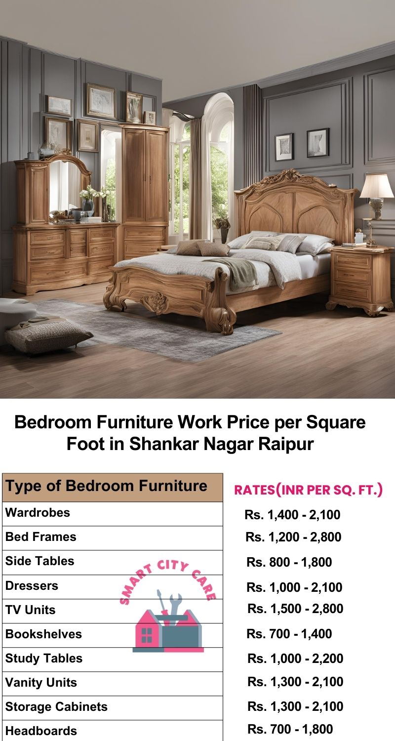 Bedroom Furniture Work Price list per Square Foot in Shankar Nagar,Raipur