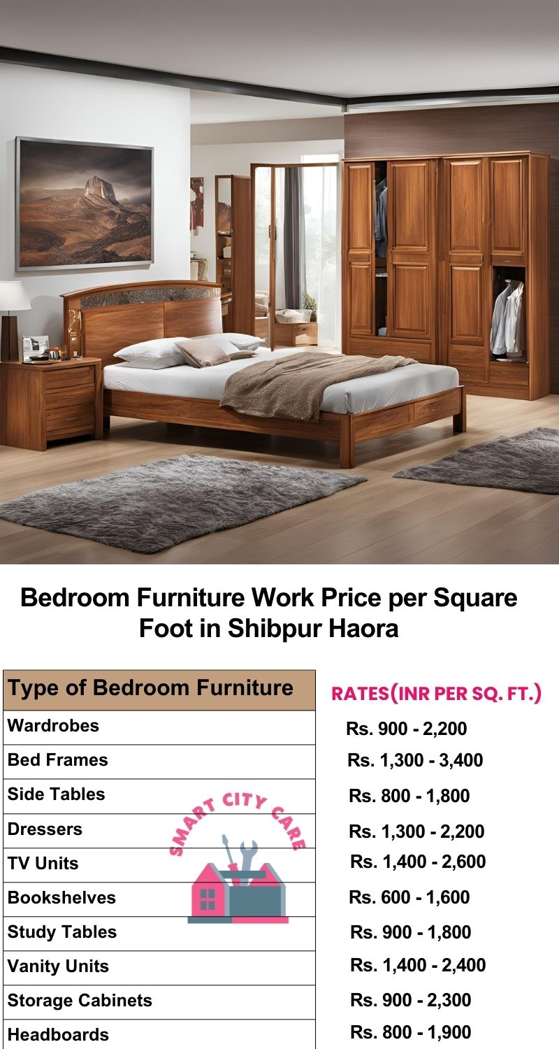 Bedroom Furniture Work Price list per Square Foot in Shibpur,Haora