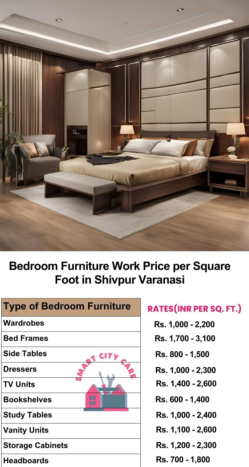 Bedroom Furniture Work Price list per Square Foot in Shivpur,Varanasi