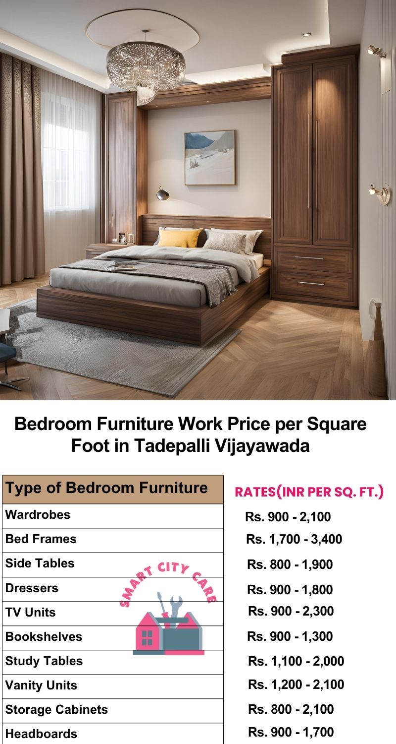 Bedroom Furniture Work Price list per Square Foot in Tadepalli,Vijayawada