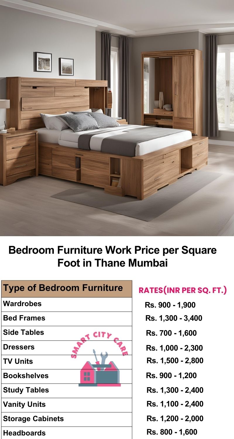 Bedroom Furniture Work Price list per Square Foot in Thane,Mumbai