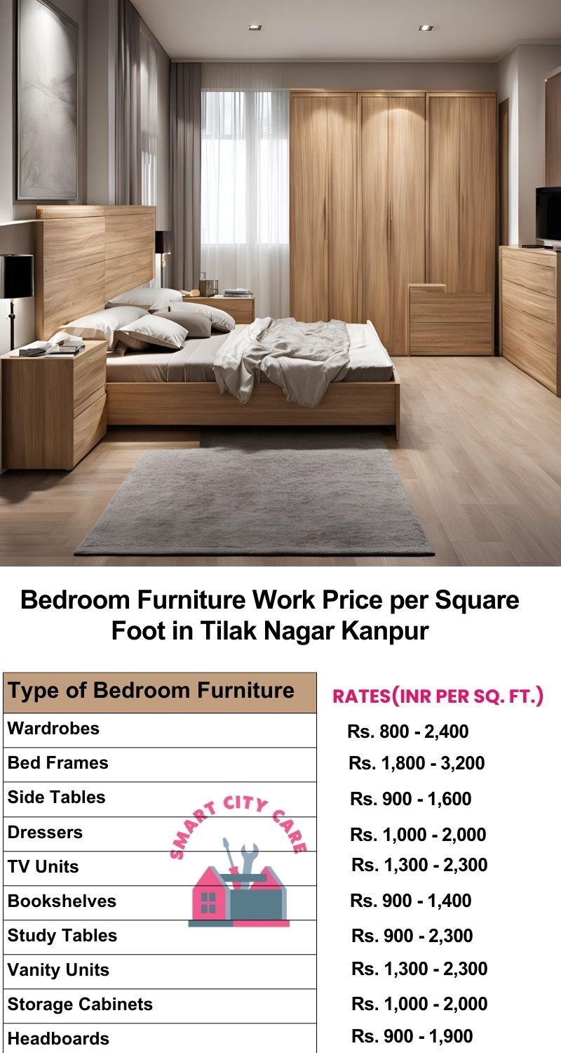 Bedroom Furniture Work Price list per Square Foot in Tilak Nagar,Kanpur